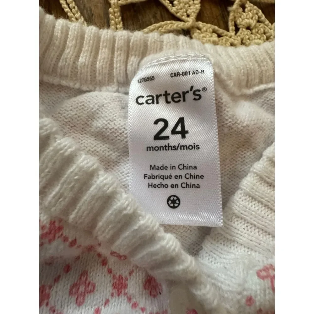 Carter's Pink Floral Pattern Baby Cardigan Sweater Button-Front 24M‎